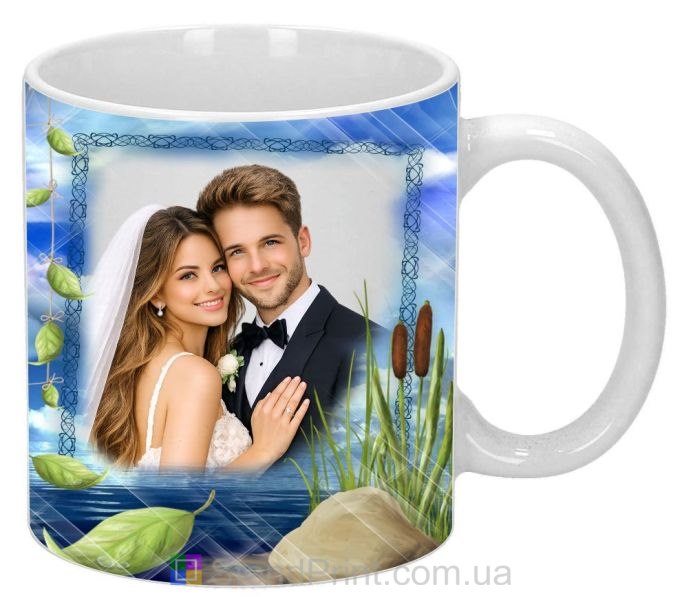 Кружка с фото озеро и камыш спокойная природа заказать