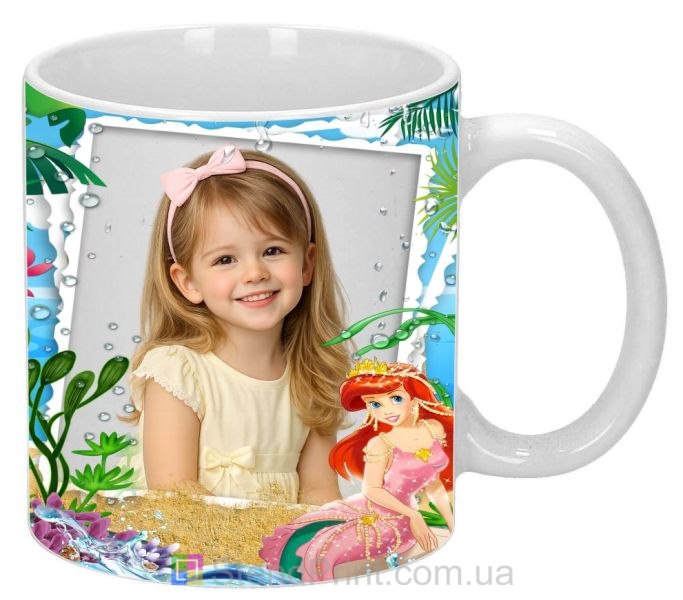 Дитяча кружка з фото морська русалка для дівчинки