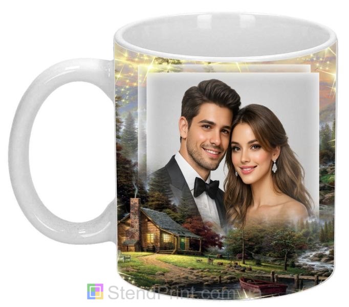 Чашка с фото для пары романтический подарок с пейзажем заказать