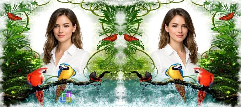 Кружка с фото экзотическая растительность попугаи заказать