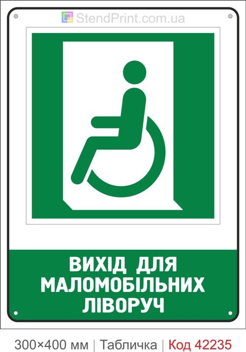 Табличка вихід для маломобільних ліворуч ISO 7010 велика купити