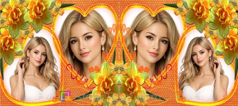 Чашка с фото для любимой с цветами и сердцем яркий романтический подарок заказать