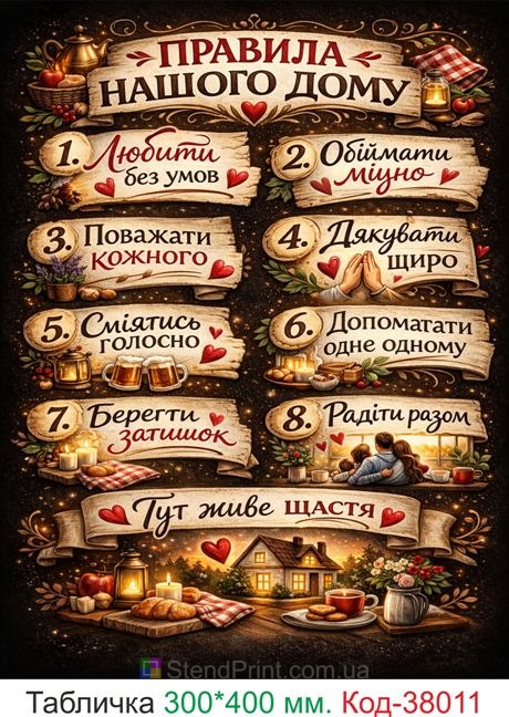 Купити табличку правила нашого дому декор на стіну