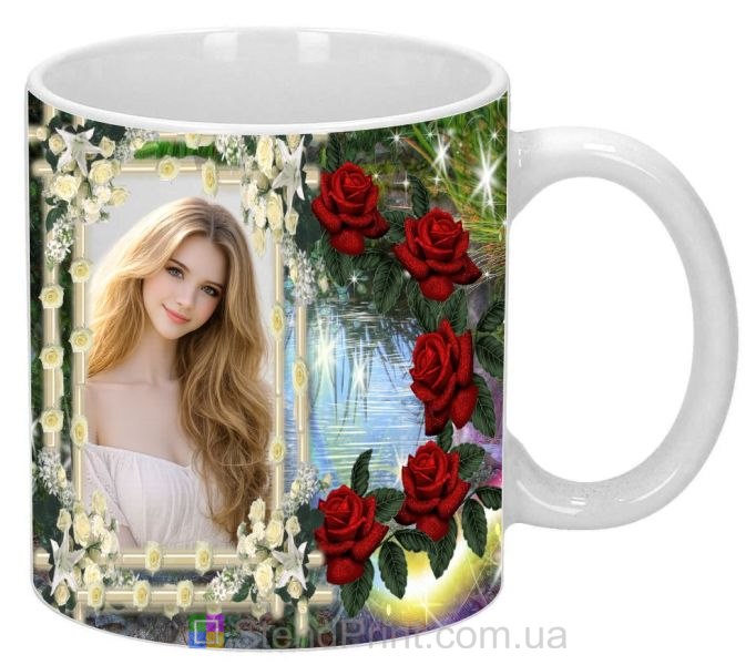 Чашка з фото для коханої з трояндами — романтичний подарунок, замовити