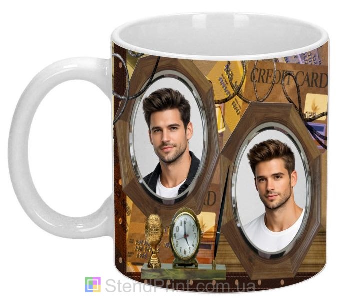Кружка з фото в колажі з рамками та символами успіху — персональний подарунок, замовити