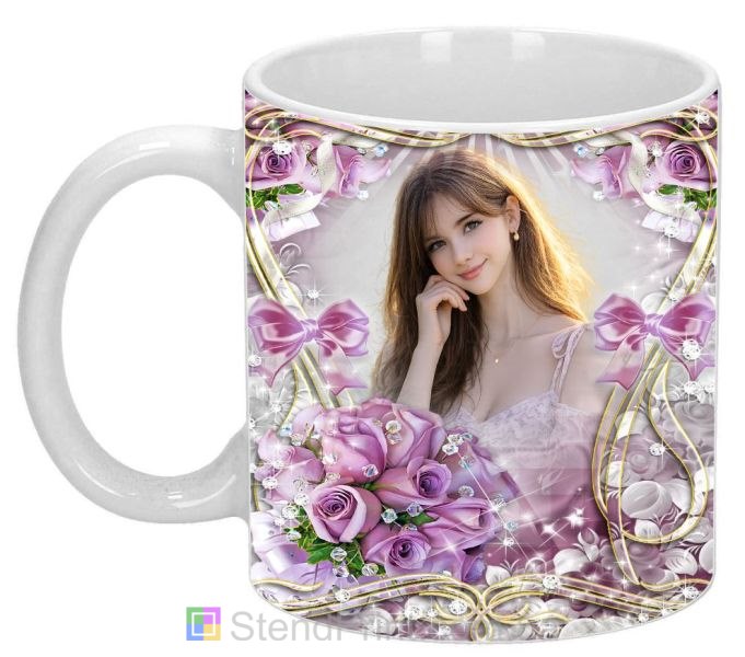 Кружка з фото троянди декоративні візерунки витончена рамка замовити