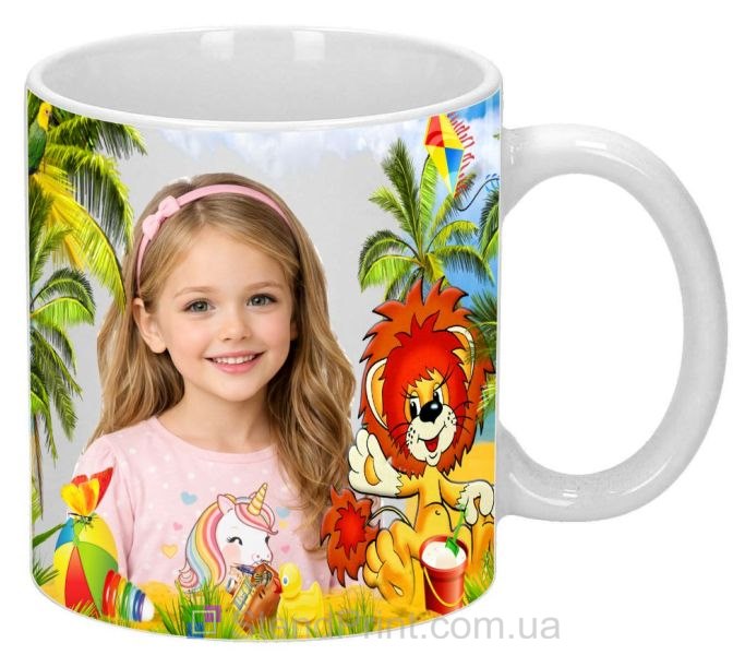 Дитяча кружка з фото — літній дизайн з левеням