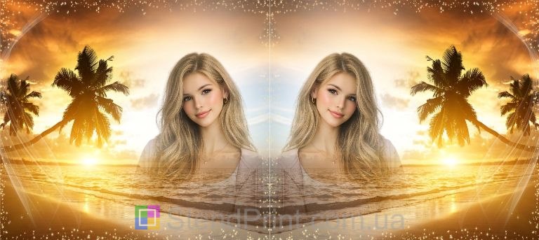 Кружка з фото романтичний захід сонця та пальми — замовити