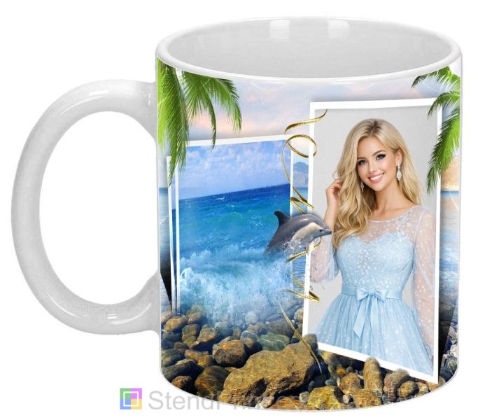 Кружка з фото морський пейзаж, дельфін — замовити