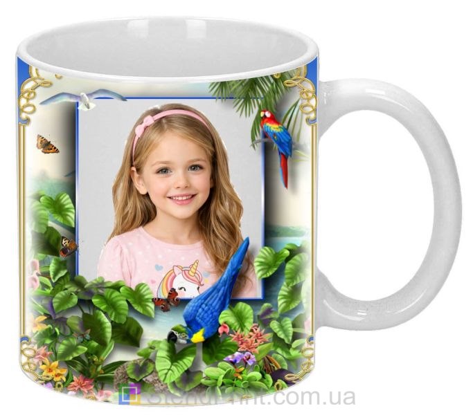 Чашка з фото літній відпочинок, море, папуги, екзотика — замовити