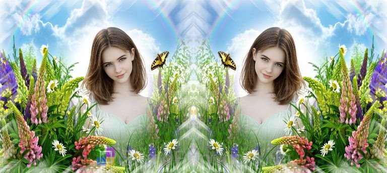 Чашка з фото літні квіти, блакитне небо — замовити