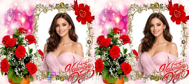 Чашка с фото с розами и сердцами романтический подарок на День влюблённых заказать