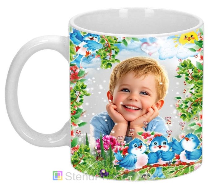 Дитяча кружка з фото — літній дизайн з пташками