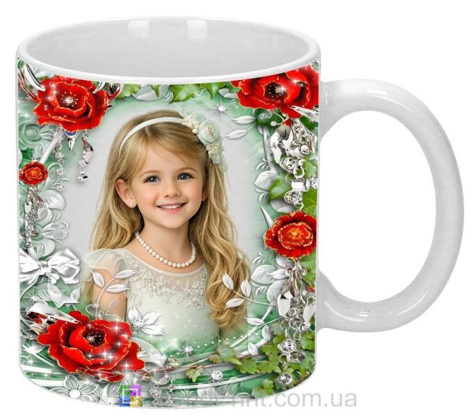 Чашка с фото красные розы золотой отлив лепестки заказать