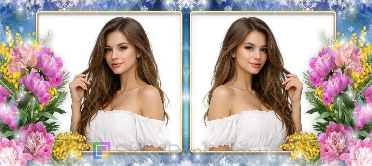 Кружка с фото для девушки нежный подарок с цветами заказать