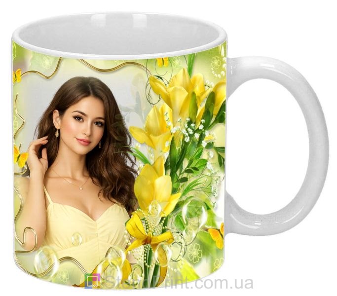 Кружка с фото букет цветов со своим фото заказать