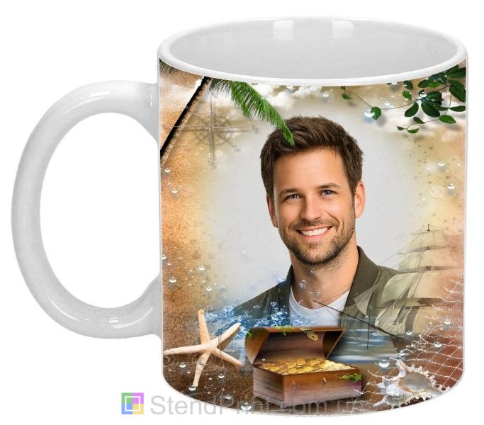 Кружка с фото море пальмы сокровища парусник заказать