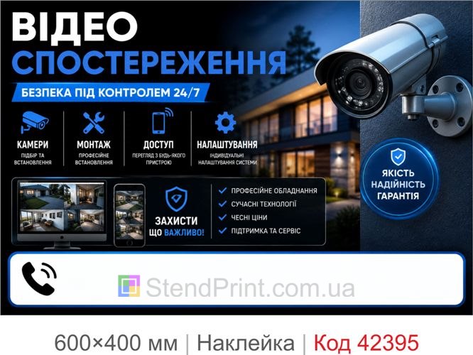 Наклейка видеонаблюдение купить Киев Одесса Харьков