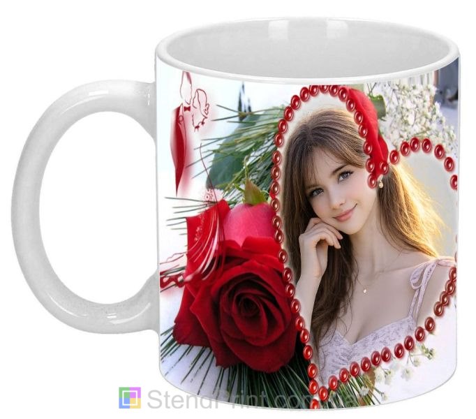 Чашка з фото з червоною трояндою та серцем для коханої романтичний подарунок замовити