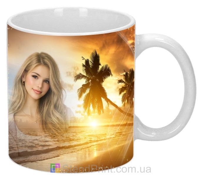 Кружка з фото романтичний захід сонця та пальми — замовити