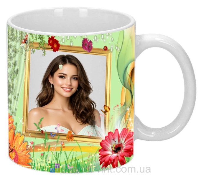 Кружка с фото для девушки нежный подарок кружка с цветами заказать