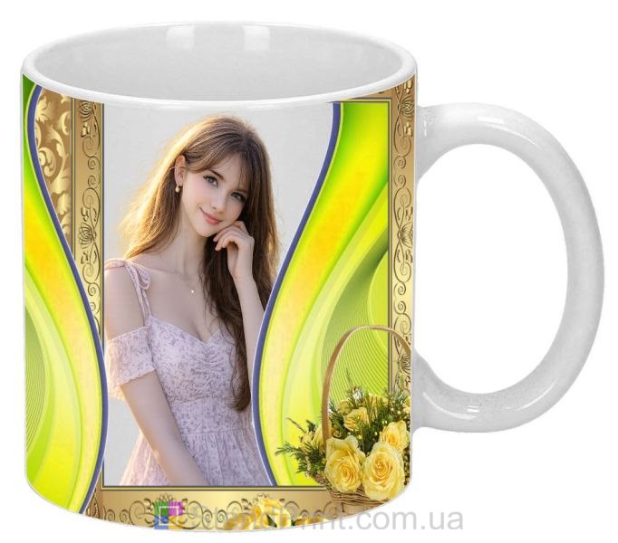 Кружка с фото для девушки с цветами красивый подарок заказать