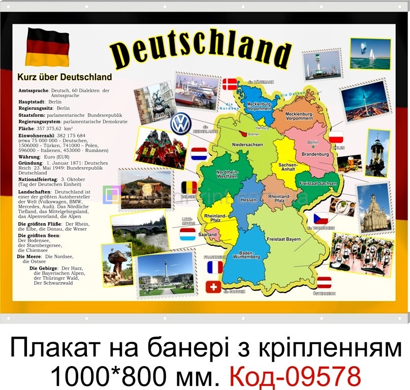 Плакат на банері з направляючими в кабінет німецької мови