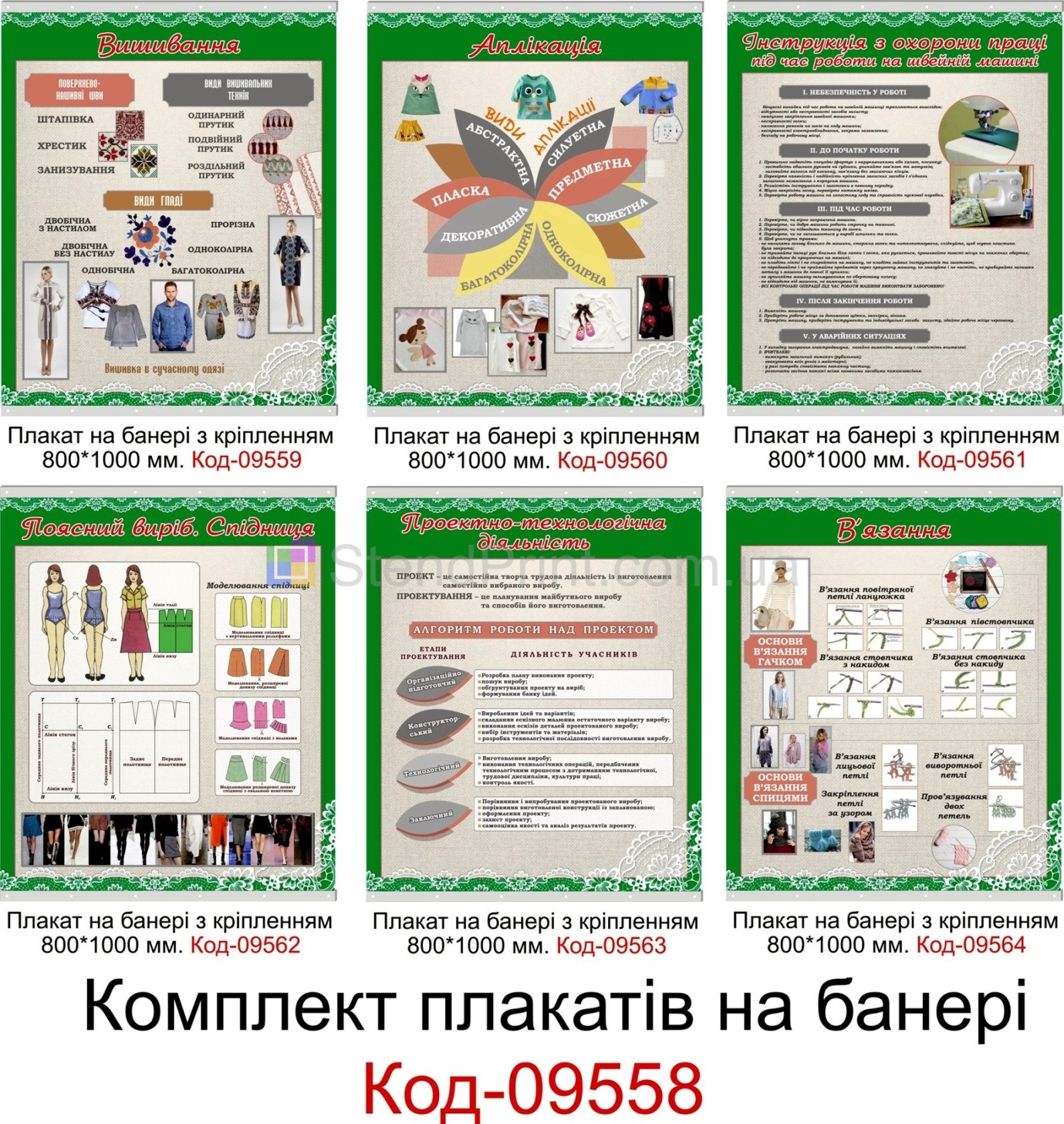 Комплект плакатів для кабінету трудового навчання для дівчаток