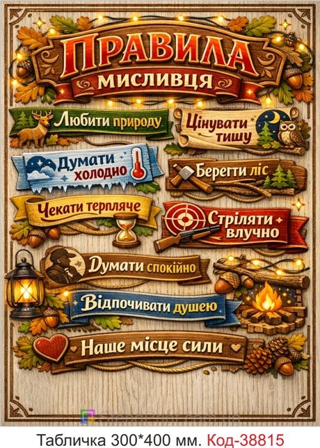 Інтер’єрна табличка мисливця правила декор на стіну