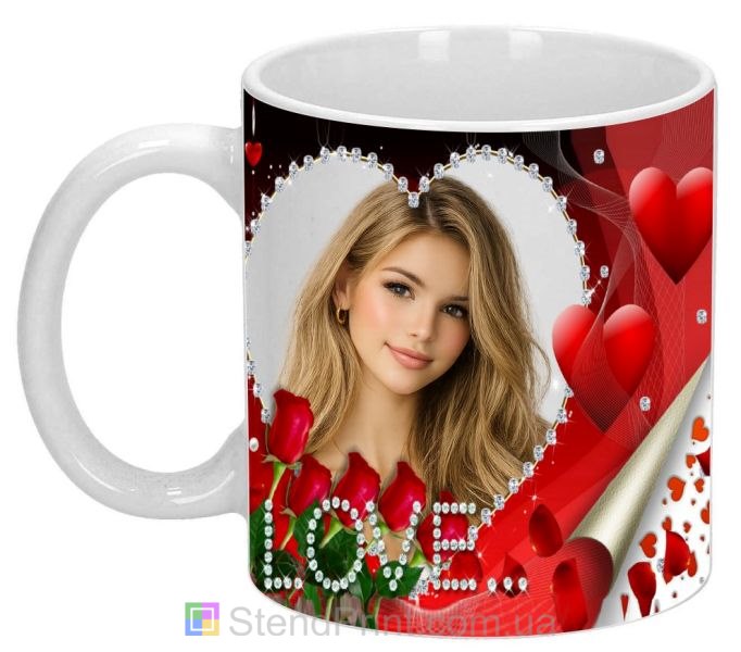 Горнятко з фото любов з трояндами подарунок для закоханих замовити