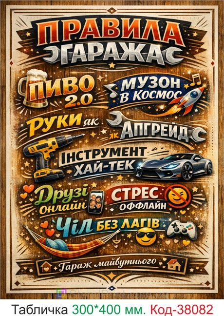 Табличка правила гаража купить современный декор в гараж