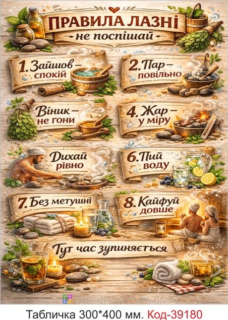 Табличка Правила лазні для бани и сауны купить