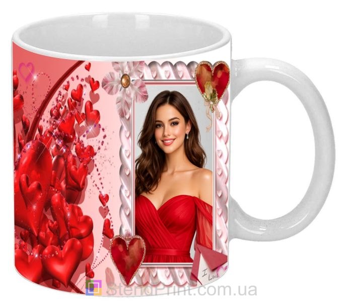 Горнятко з фото для коханої з серцями що подарувати дівчині де замовити