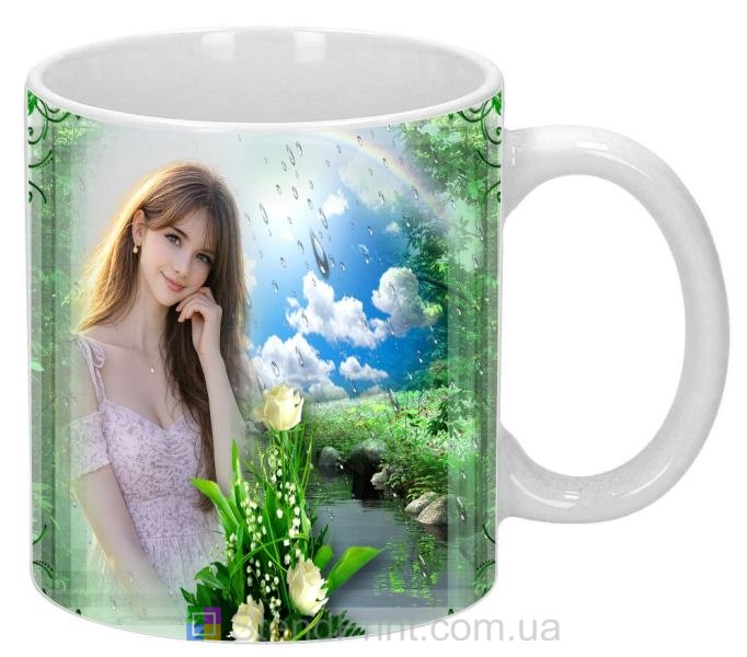 Кружка с фото весенняя природа капли дождя фотоэффект заказать