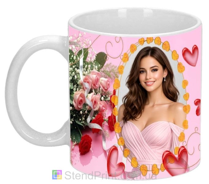 Горнятко з фото з букетом троянд подарунок коханій дівчині купити онлайн