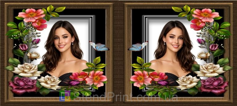 Кружка с фото для девушки с цветочной рамкой заказать подарок