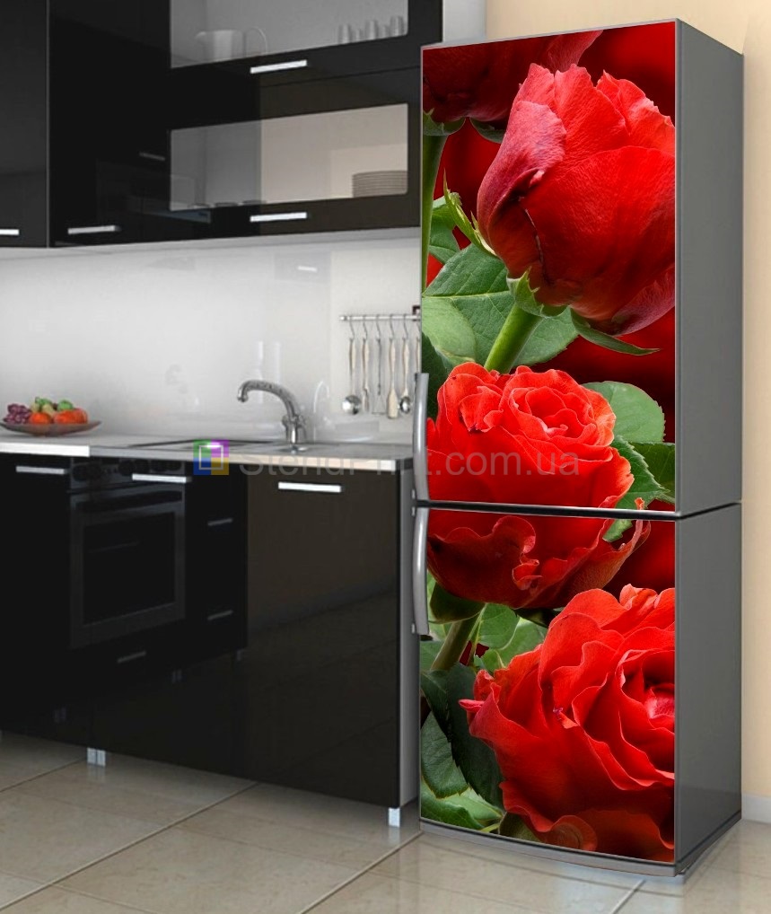Виниловые наклейки на холодильник Розы