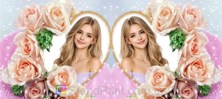 Кружка з фото для коханої з трояндами та блиском подарунок на річницю