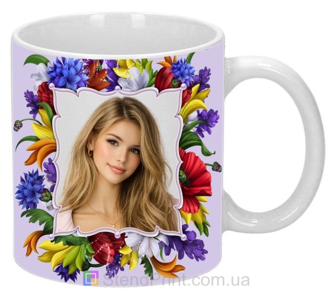 Кружка з фото для дівчини — яскравий квітковий подарунок, замовити онлайн