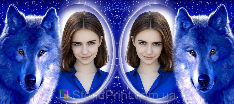 Чашка з фото вовк графічний стиль замовити