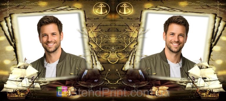 Кружка з фото на подарунок чоловіку в морському стилі з вітрильником