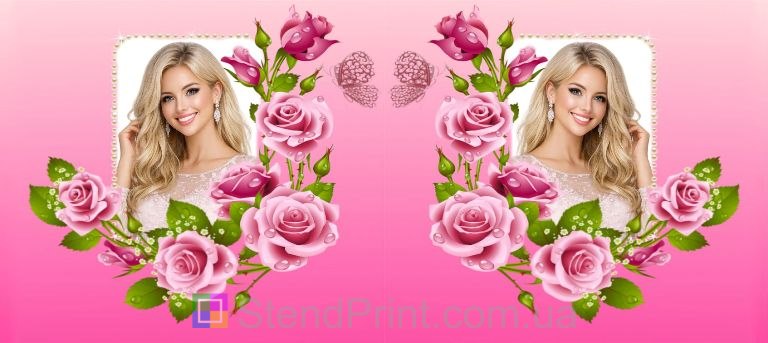 Чашка с фото для девушки с розовыми розами заказать подарок