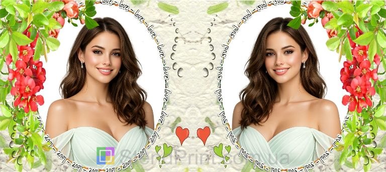 Чашка с фото для любимой с цветами love романтический оригинальный подарок заказать