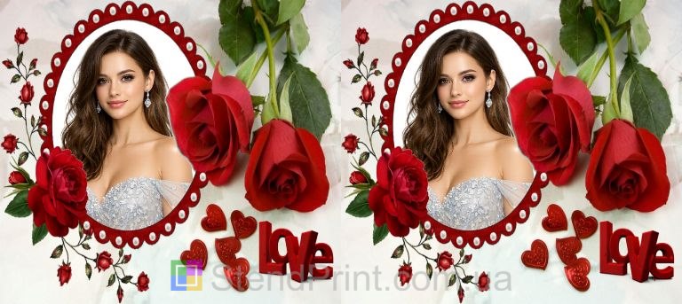 Кружка с фото с красными розами и Love подарок