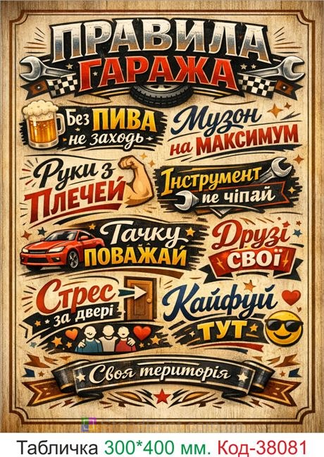 Табличка правила гаража купить декор для гаража с юмором