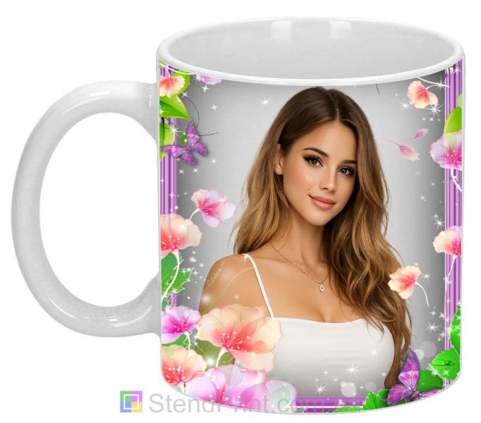 Кружка з фото для дівчини з квітами ніжний подарунок замовити