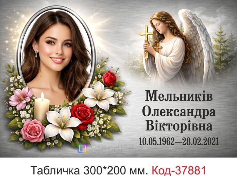 Овальна ритуальна табличка з портретом на пам’ятник меморіальний декор купити