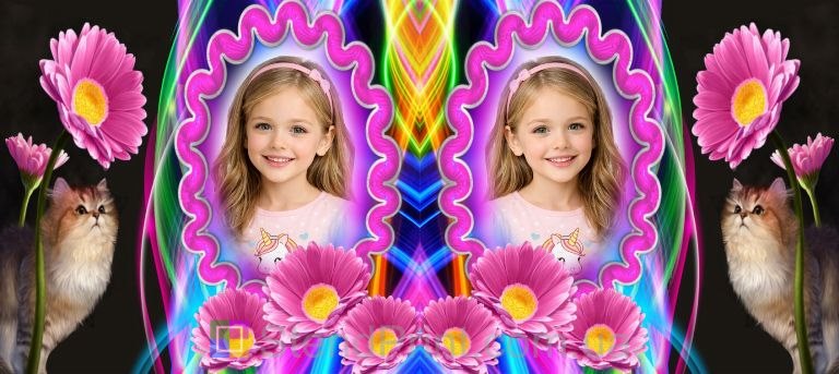 Чашка з фото для дівчинки — подарунок із кошеням і квітами, замовити