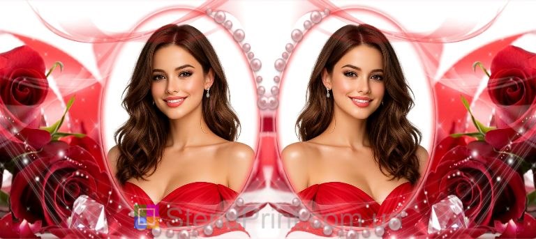 Чашка з фото з трояндами та серцем романтичний подарунок коханій жінці