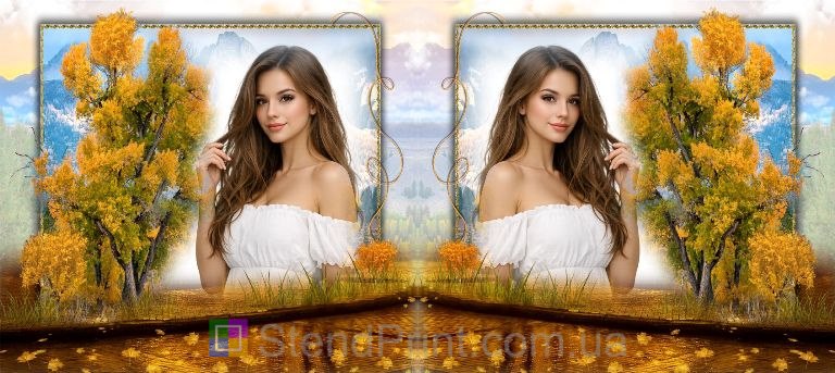 Чашка с фото осенний пейзаж горы пруд персональная фотопечать